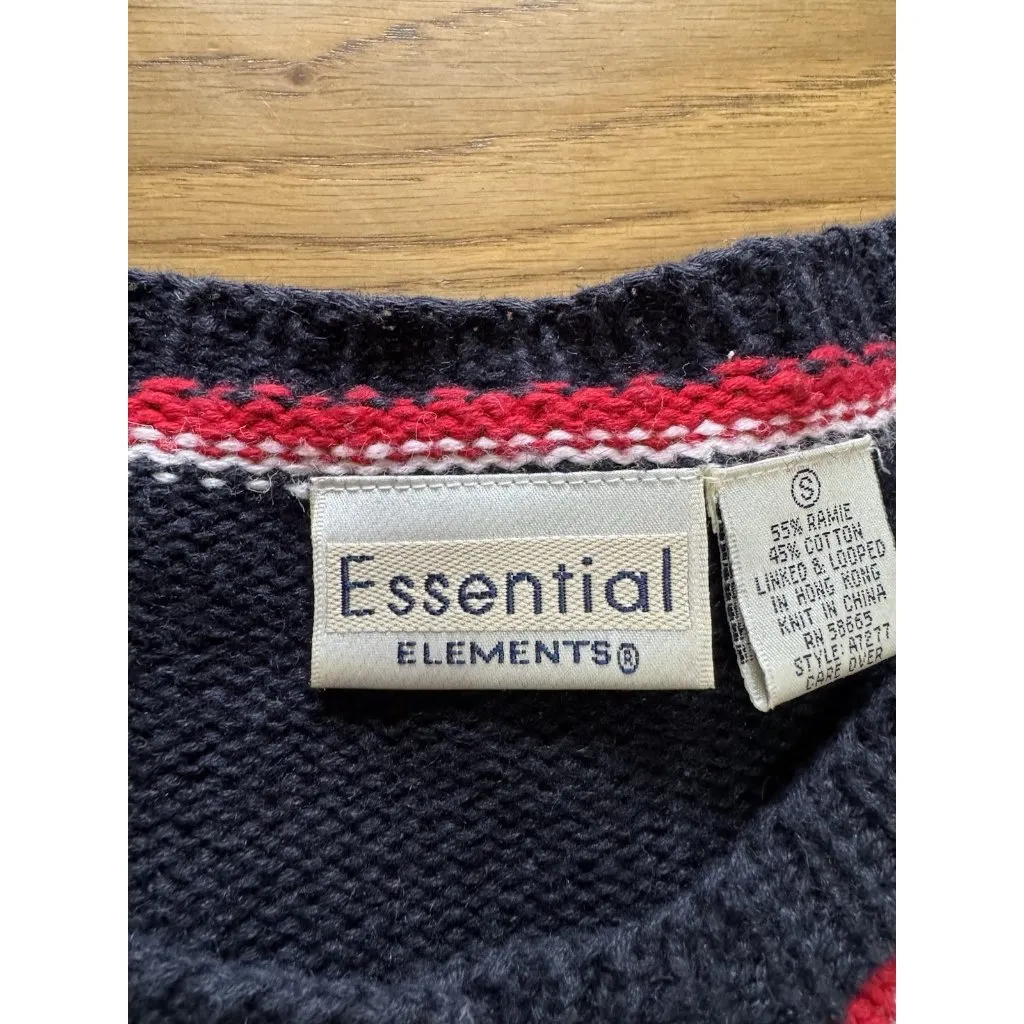 Essential Elements Women Sz Small Cardigan Sweater Knit Embroidered Long Sleeve - Image 3