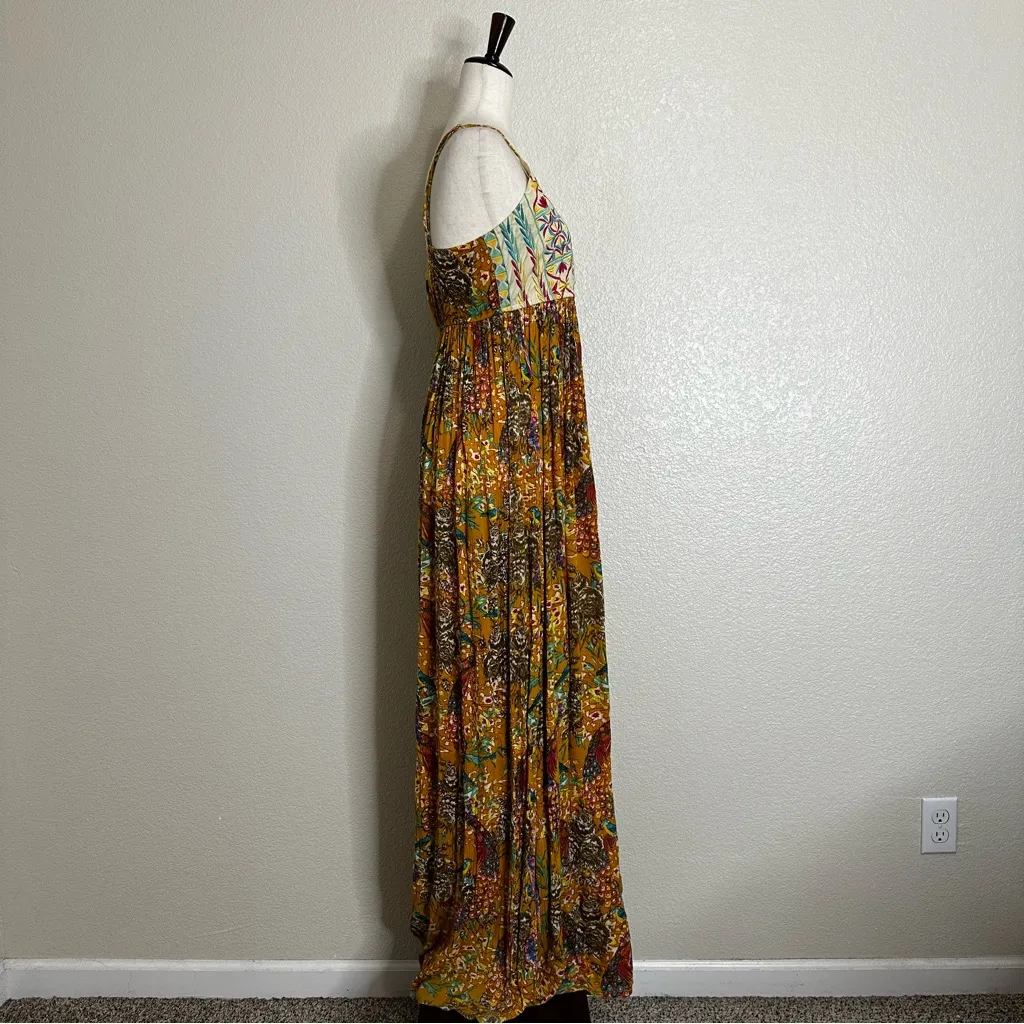 Anthropologie Raga Bohemian Embroidered Parkland Peacock Maxi Dress, Sz Small - Image 7