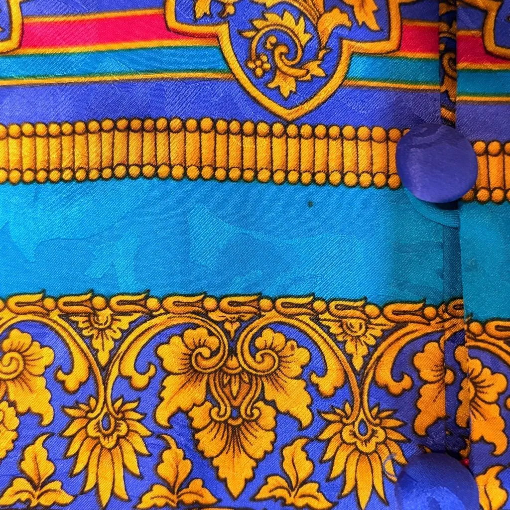 Adrianna Papell Size 14 Vintage 100% Silk Jewel Tone Paisley & Baroque Blazer - Image 6