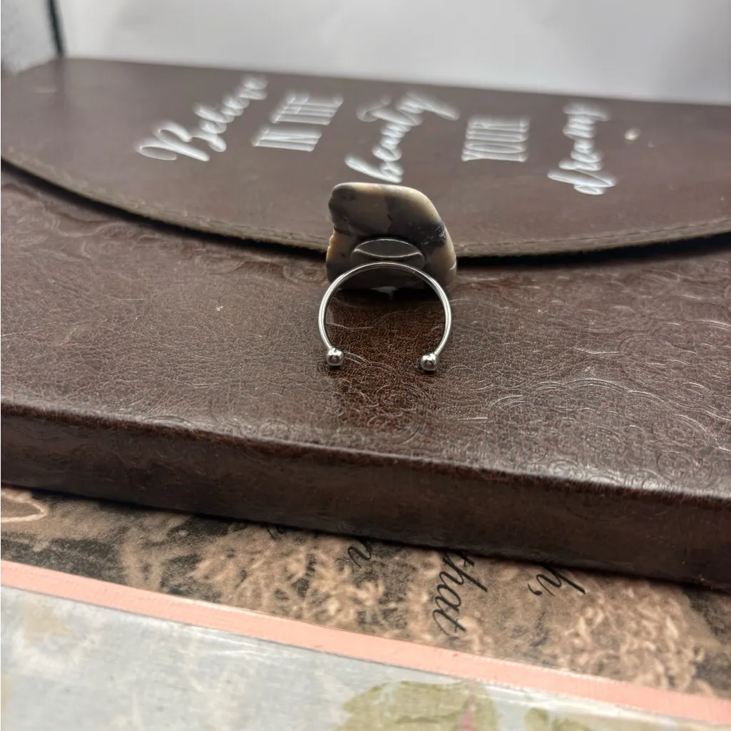 Handmade Polished Agate Statement Ring – One of a Kind – Newport, Oregon Find - Image 3