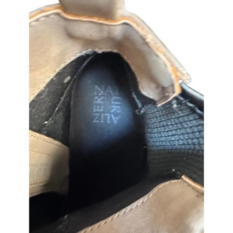 Naturalizer Tan Vegan Suede M Chunky Lug Block Heel Water Repellant Chelsea Boot Size 8 - Image 8