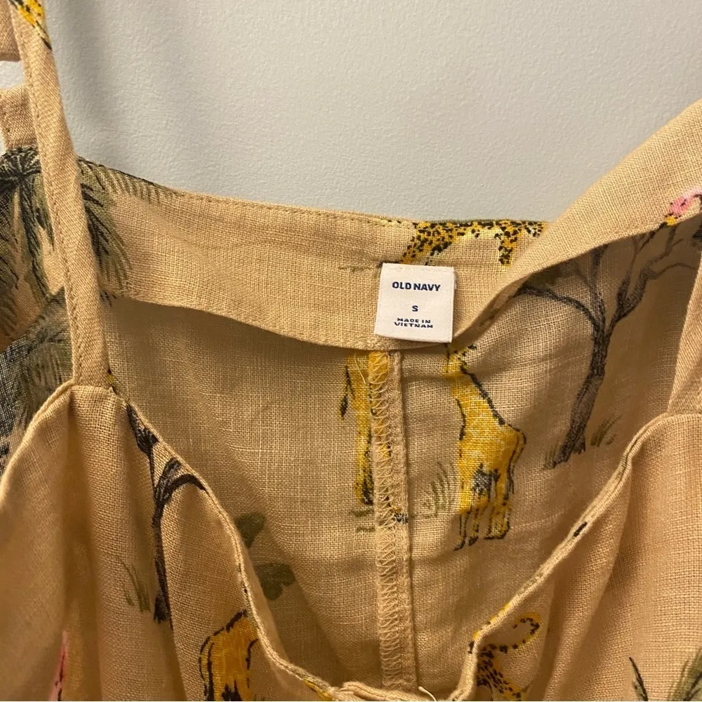 Old Navy Linen Tank - Safari Print- Giraffe, Zebra, Flamingo - Image 2