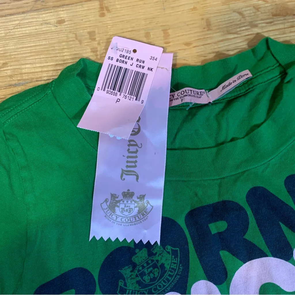 Juicy Couture Pam Gela Born Juicy Fitted Crew Neck T-Shirt Green Women's Petite - Image 5