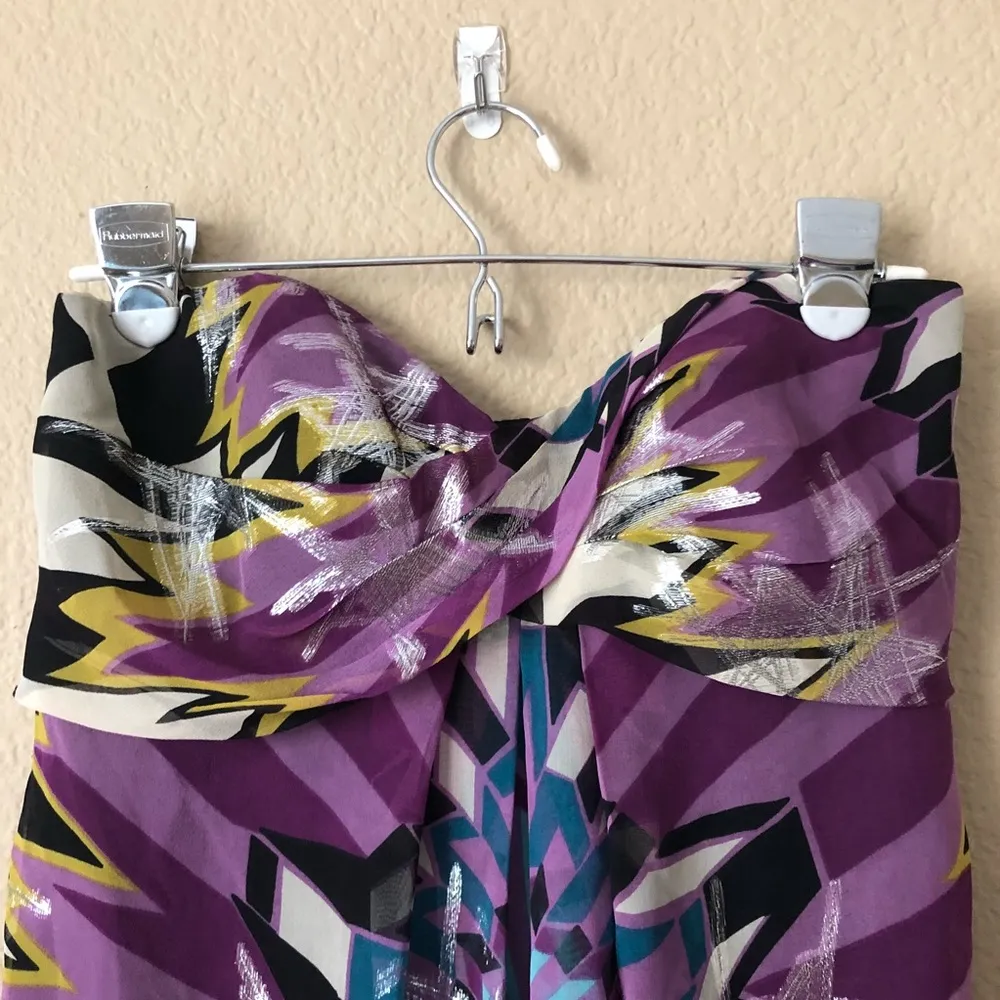 Nicole miller geometric silk blend strapless dress - Image 3