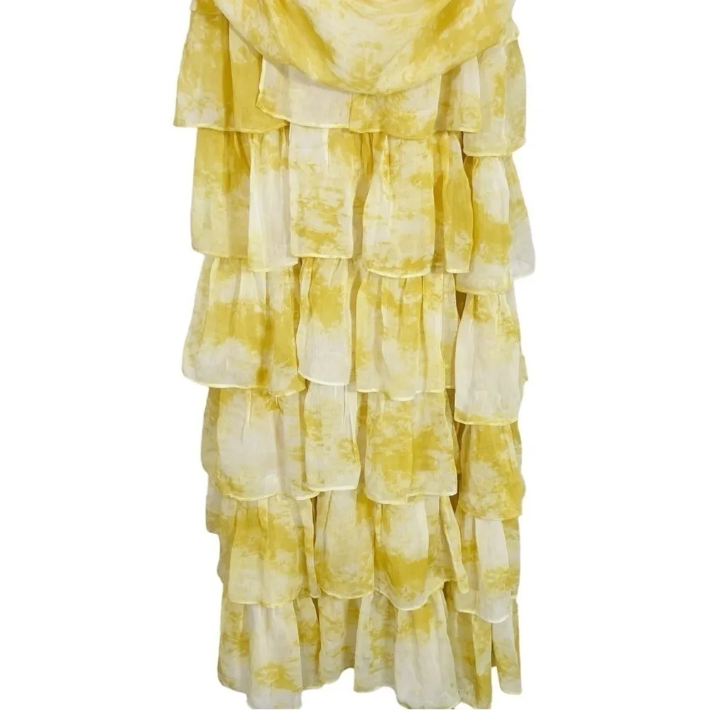 NEW Atoir Back To Love Off the Shoulder High Slit Tiered Ruffle Maxi Dress Gold Size 8 - Image 9