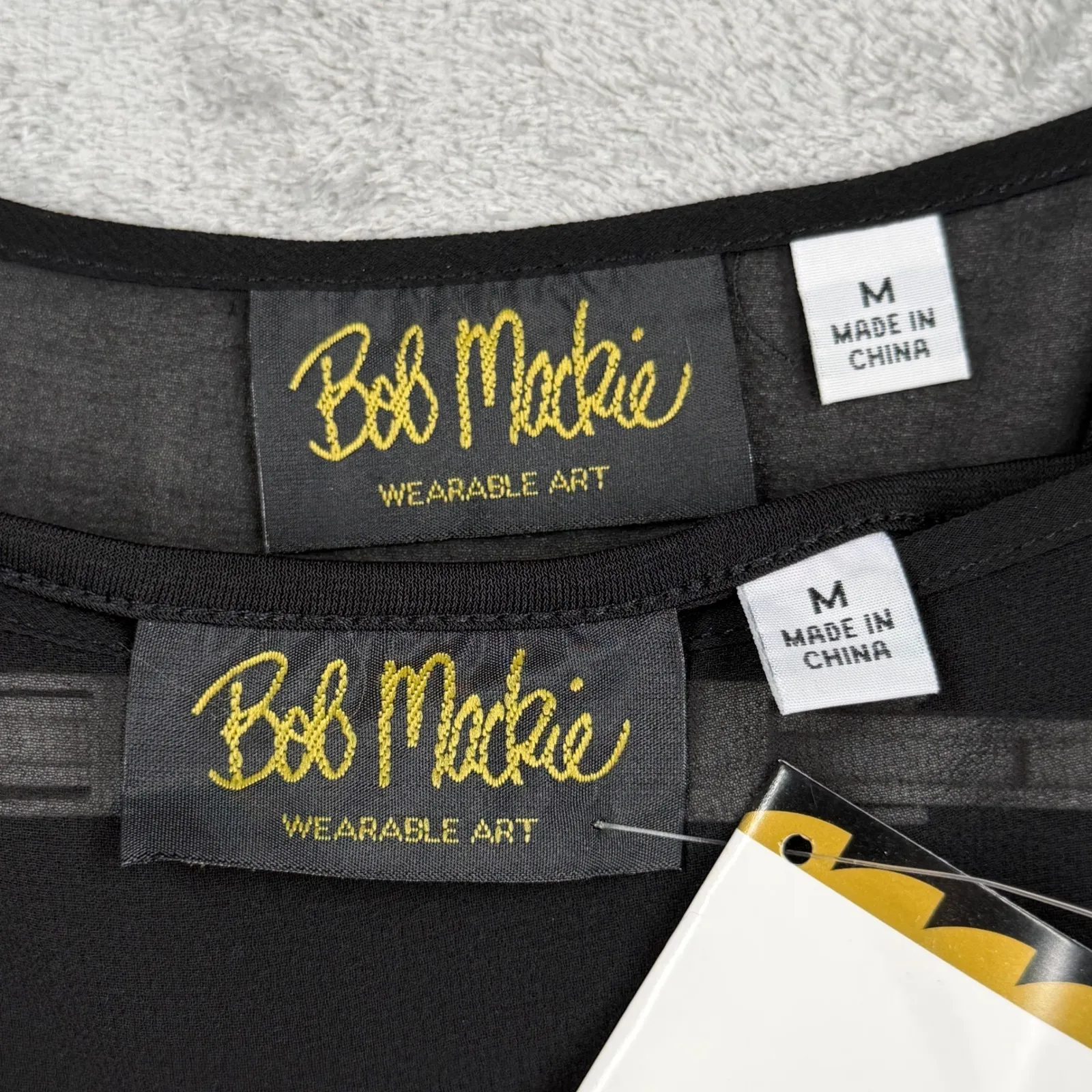 Bob Mackie Wearable Art Black Rhinestone Sparkle Layered Sheer Flutter Sleeve - Image 6