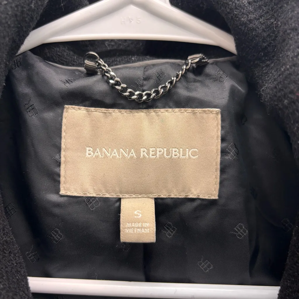 Banana Republic black wool blend duffle coat or jacket womens Small - Image 2