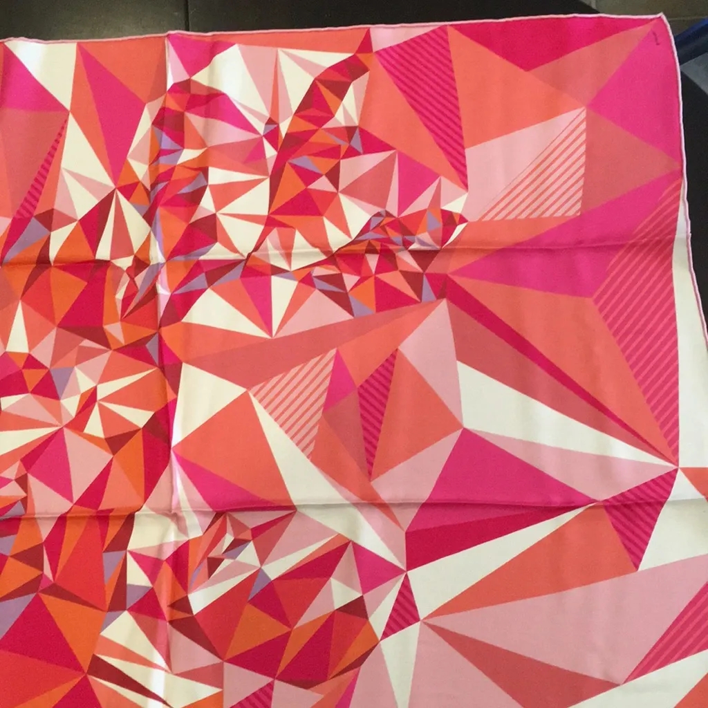 Chicory San Francisco Pink Mosaic Silk Scarf 90x90cm | 100% Mulberry Silk - Image 6