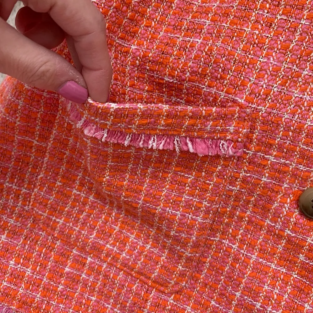 J. JILL Dahlia Blazer Tweed Jacket Size Small Coral Pink Career Office Spring Orange - Image 6