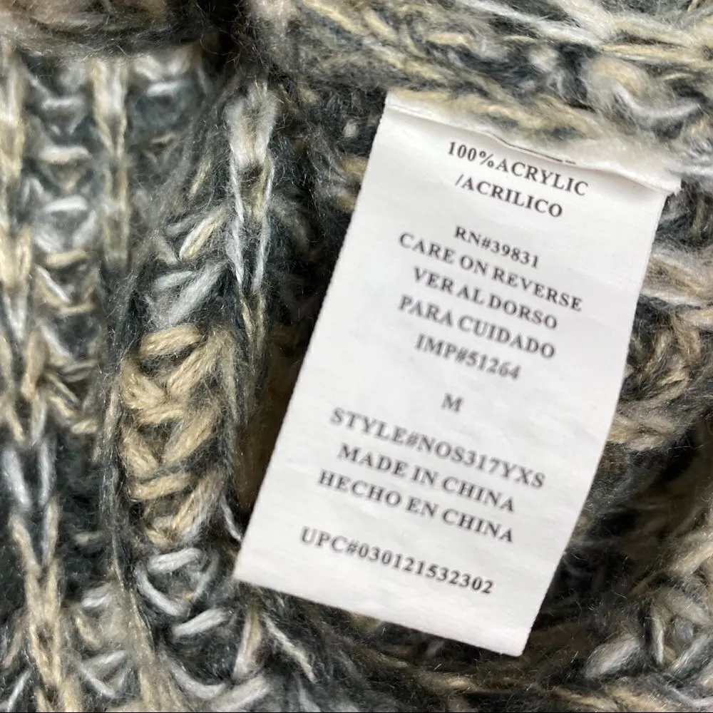 Rewind Marbled Loose Weave Sweater Gray Tan Medium Pullover - Image 11
