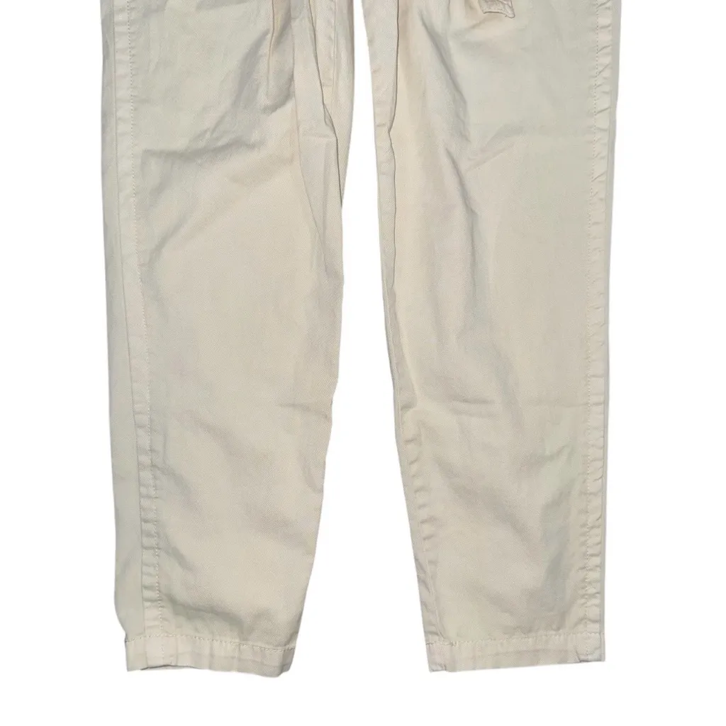 Free People High Waist 90s Peg Paperbag Pleated Belted Trousers Cream Size 0 - Image 6