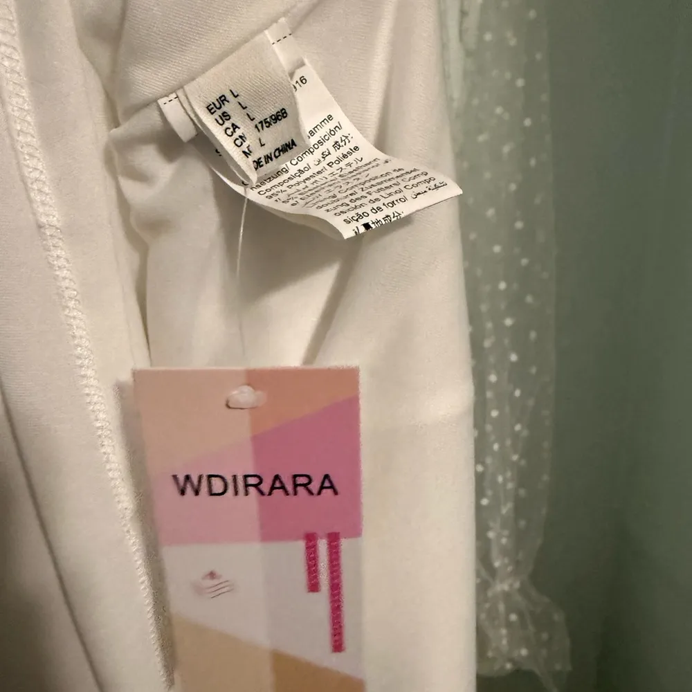 White Bubble Sleeve Dress Size L - Image 6