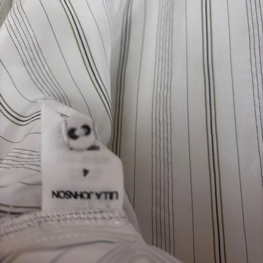Ulla Johnson Adelaide Silk Blouse in Chalk NWT Size 4 Ruffle Pinstripe Workwear - Image 7