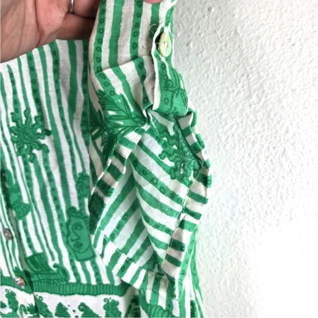 NWT Calypso St. Barth Greek Green and Cream Patterned Blouse size small - Image 7
