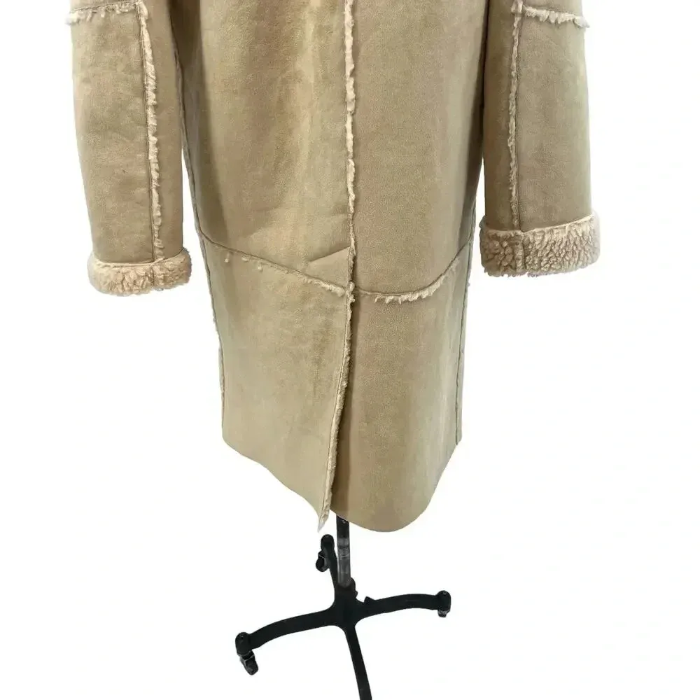 Moon River Borg Lined Duffle‎ Coat Faux Suede Sherpa Penny Lane Size Medium - Image 13