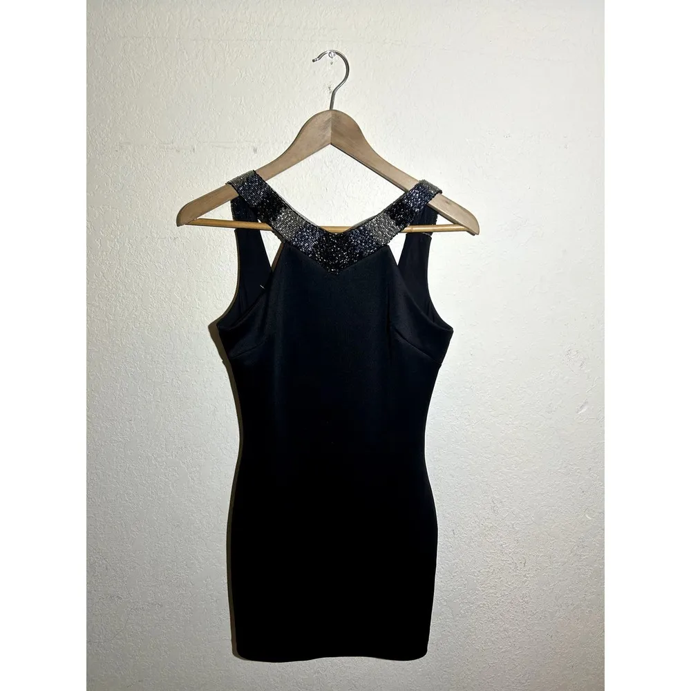 Dress The Population Black Elegant Mini‎ Dress With Strap Details - Image 2