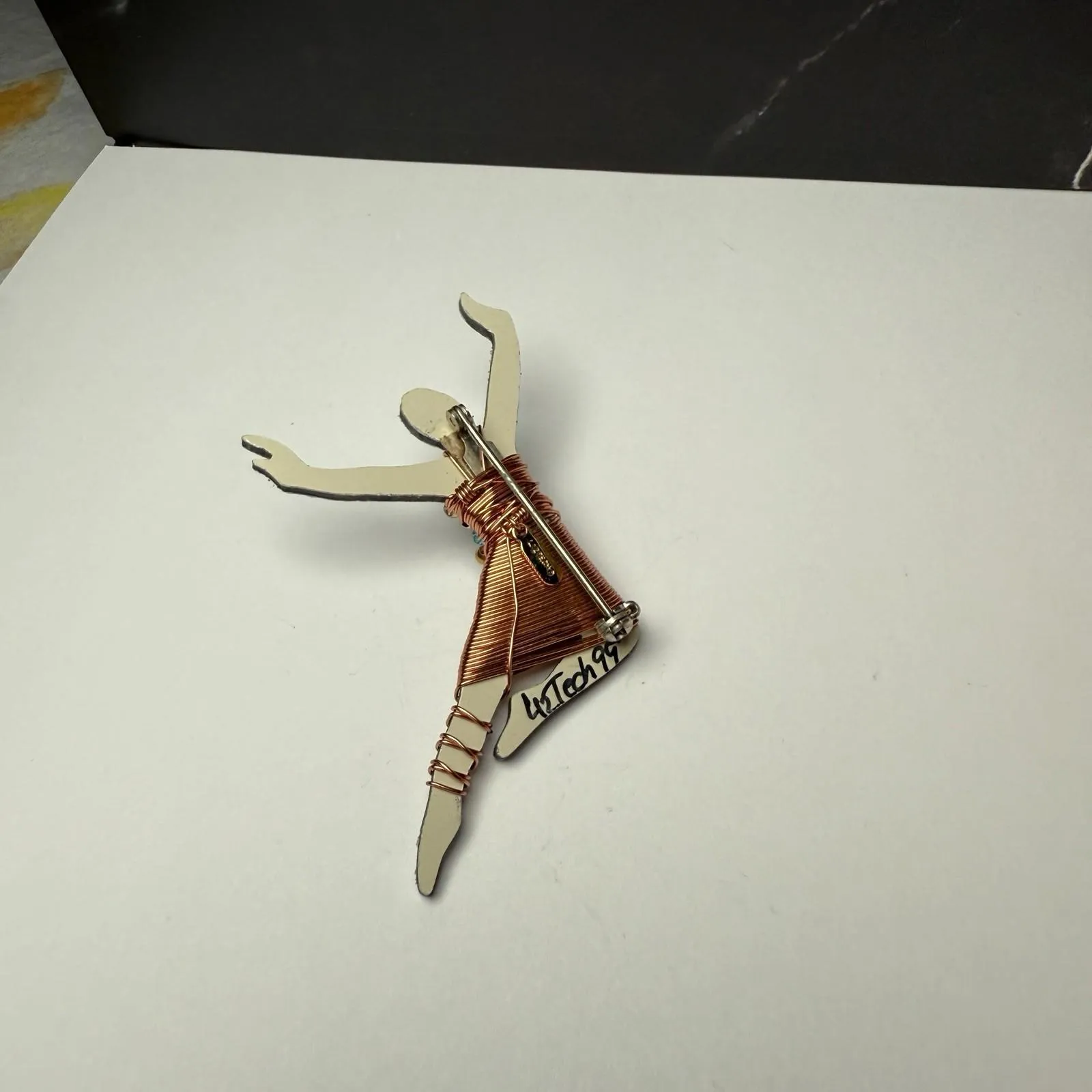 Liz Tech 1999 Pin Brooch Beaded Metal Wrap Mirror Leaper Ballerina Dancer - Image 5