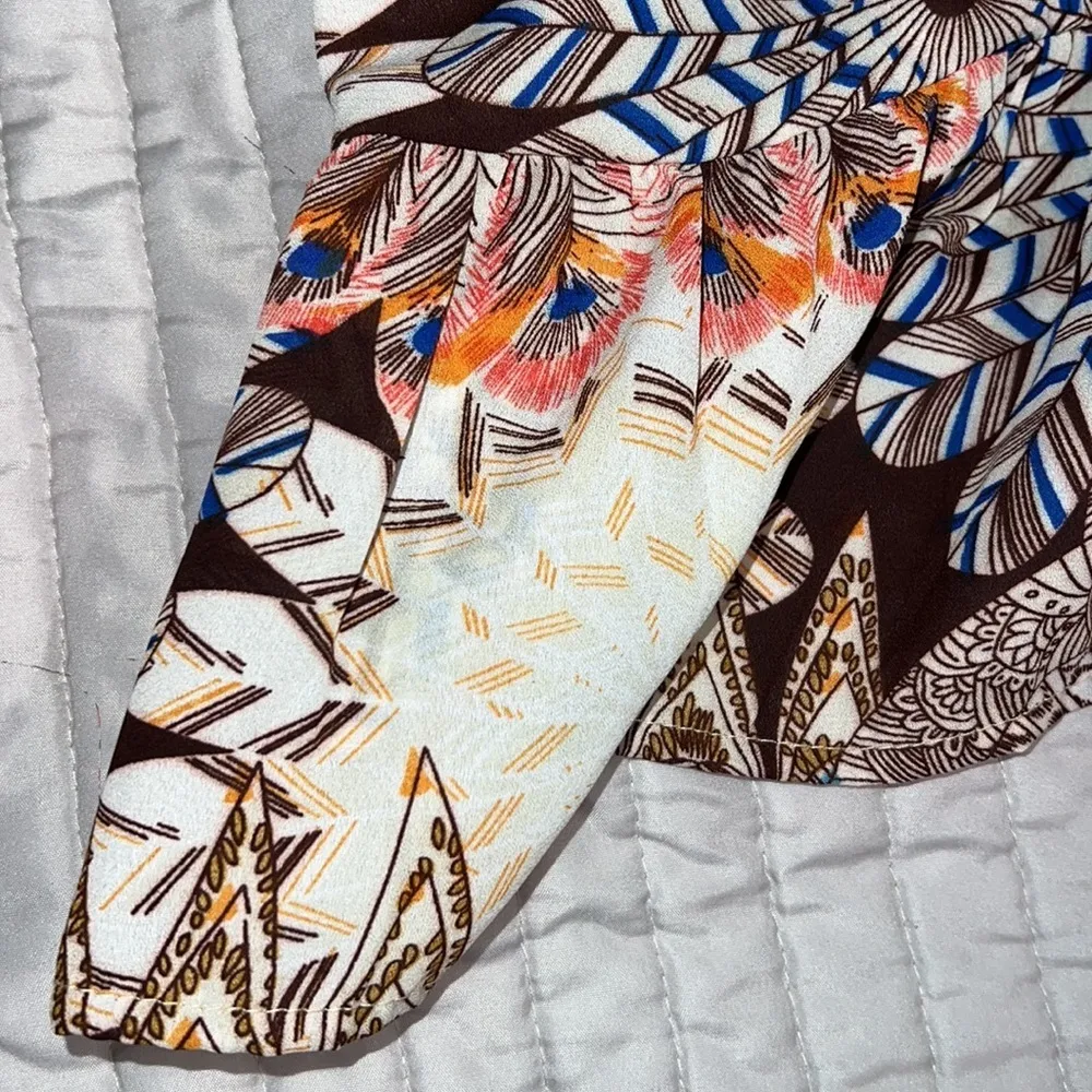 UMGEE small tunic shirt dress hi low fall colors button close front ruffle trim - Image 6