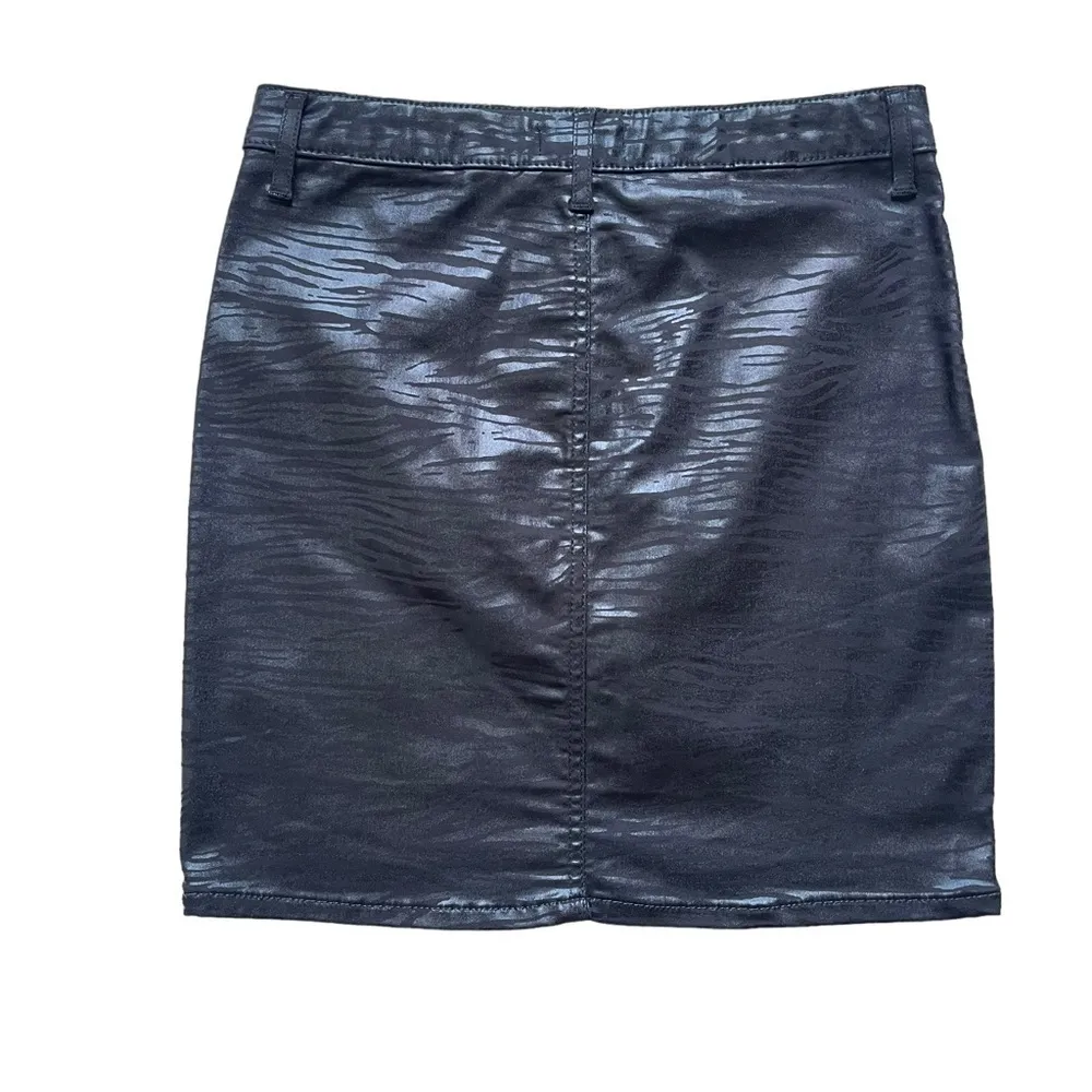 Topshop Women’s Zebra Print Coated Black Mini Skirt Size 8 Tall Night Out Disco - Image 6