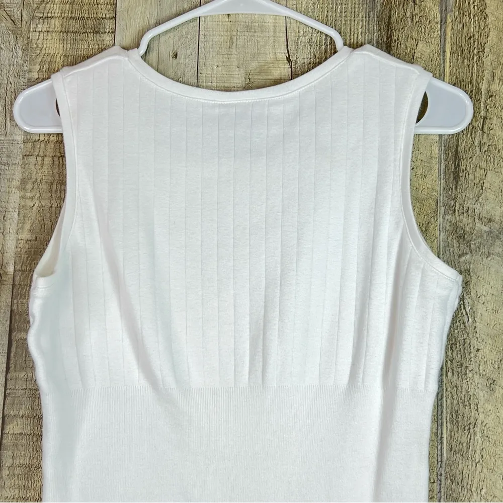 Rafaella Size Medium Sleeveless Square Front Neckline Ribbed White Tank … - Image 5