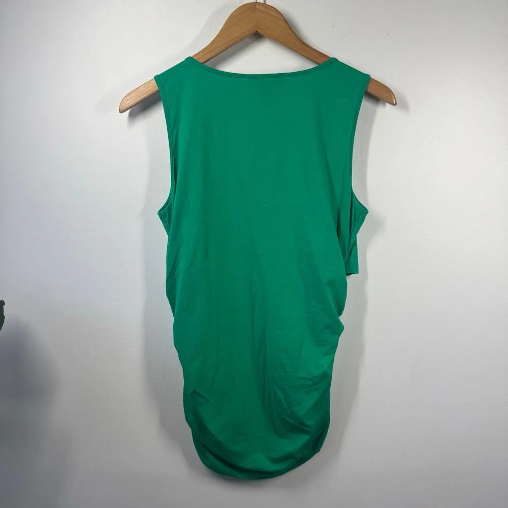 Sundance Top Women M Kelly Green Tank Ruched Cotton Blend Spring Summer Y2K Size M - Image 2