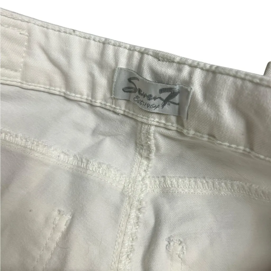 Seven7 Womens White Jeans Embroidered Trim Cropped Denim Pants size 26 - Image 2
