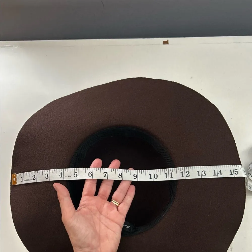 Jessica McClintock Brown Wool Blend Wide Brim Hat - Image 7