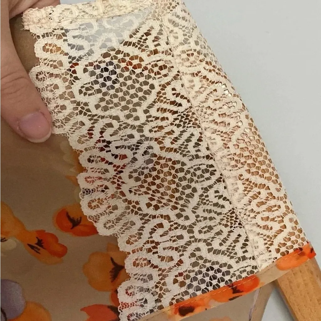 Gilligan & O’Malley Sheer Floral Sleepwear Romper Size Small Orange - Image 6