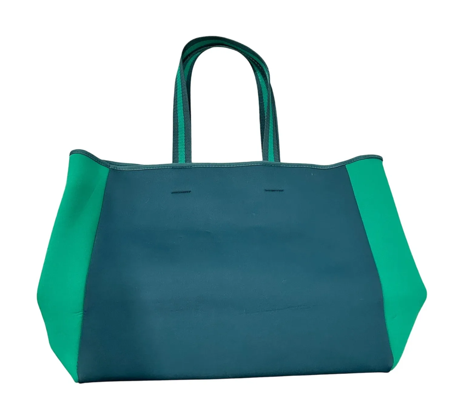 Summersalt Tote Bag Teal Green Neoprene Magnetic Snap Closure Zipper Pocket - Image 1