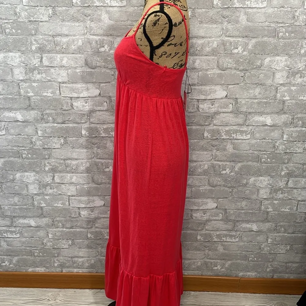 Primark Red V-Neck Ruffle Hem Maxi Dress - Image 4