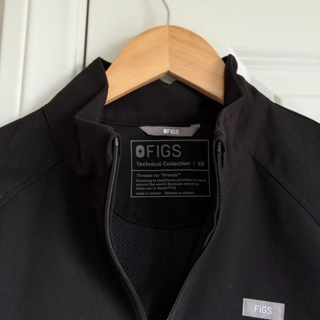 FIGS  Sydney Scrub Jacket in Black, Size X-Small - Image 10
