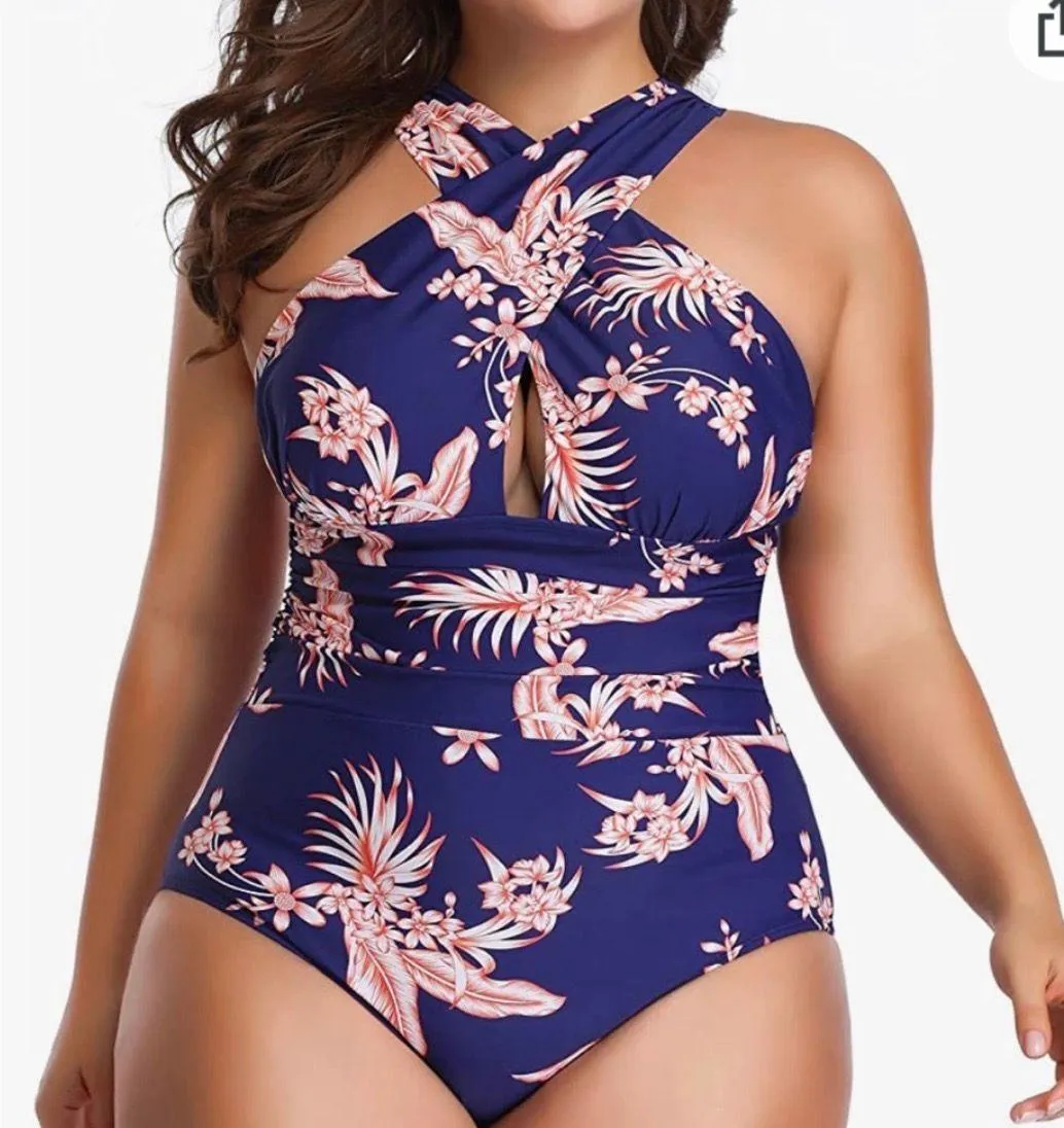 Tummy Control Ruched  Front Cross Backless one piece swimwear - Image 3