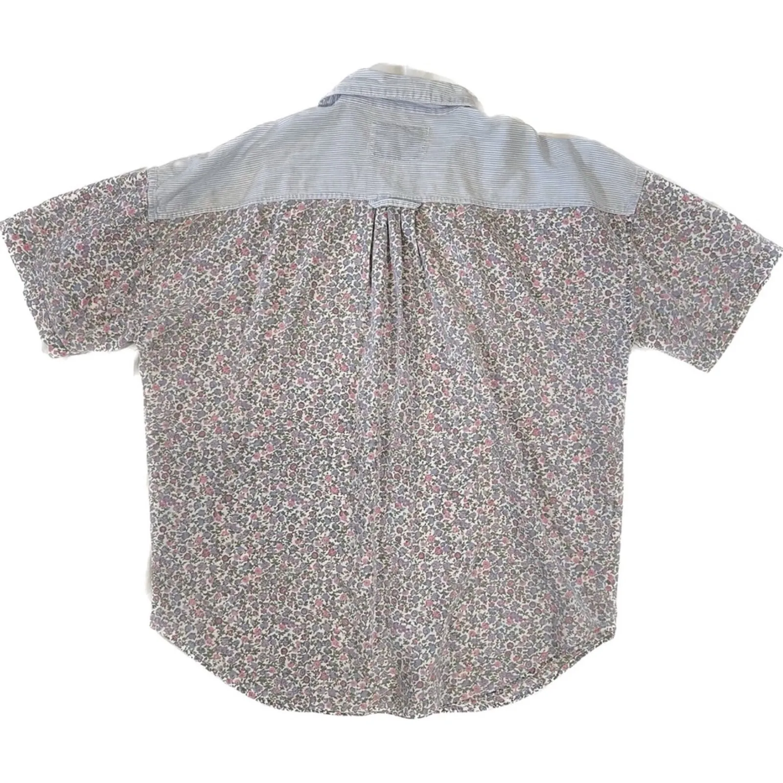 Andrew Sports New York | Vintage 90s Floral Short Sleeve Button Down | Small Blue - Image 2