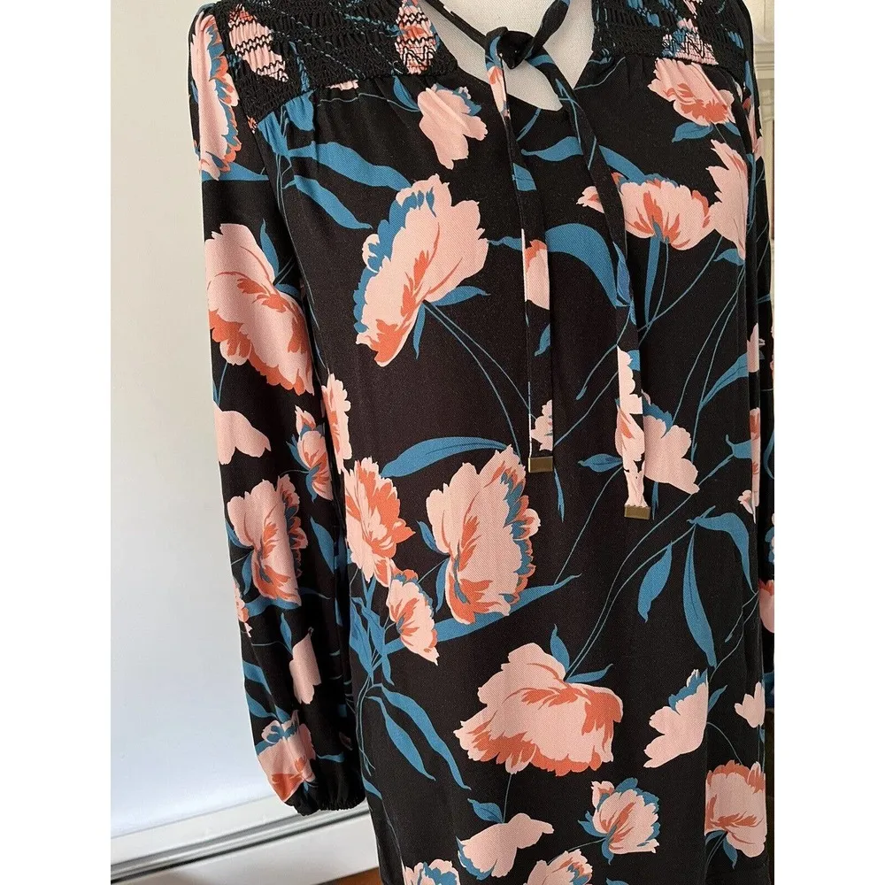 Maeve by Anthropologie Floral Long Sleeve Ragonda Tunic Dress Knee Length Sz 2 - Image 7