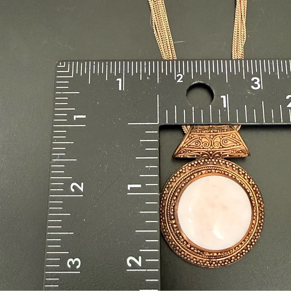 Signed Thailand NK Quartz Agate Rose Gold Multi Chain Necklace 39g. Pink - Image 9