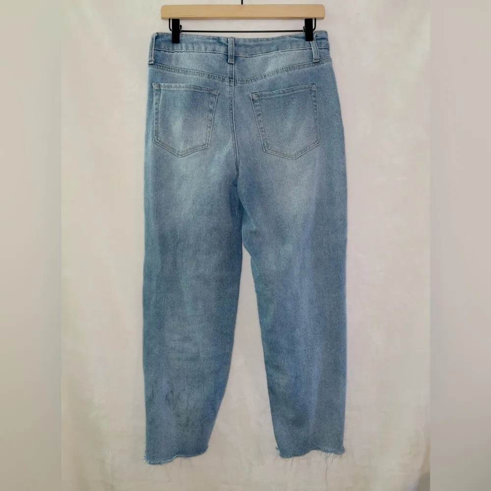 Vanilla Star Light Wash High Waisted Button Front Real Cheeky Straight Leg Jeans - Image 5