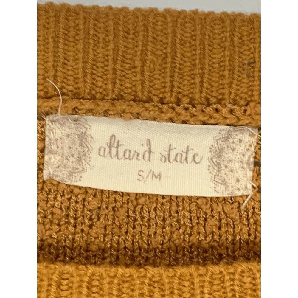 Altar'd State Womens Sweater Crochet Brown Small/Medium - Image 4