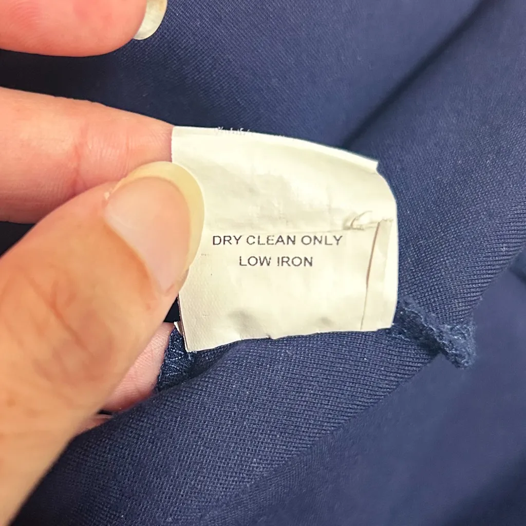 CK Bradley Navy Blue Orange U Neck Color Block Ponte Ruffle 3/4 Sleeve Slim Fit Size M - Image 9