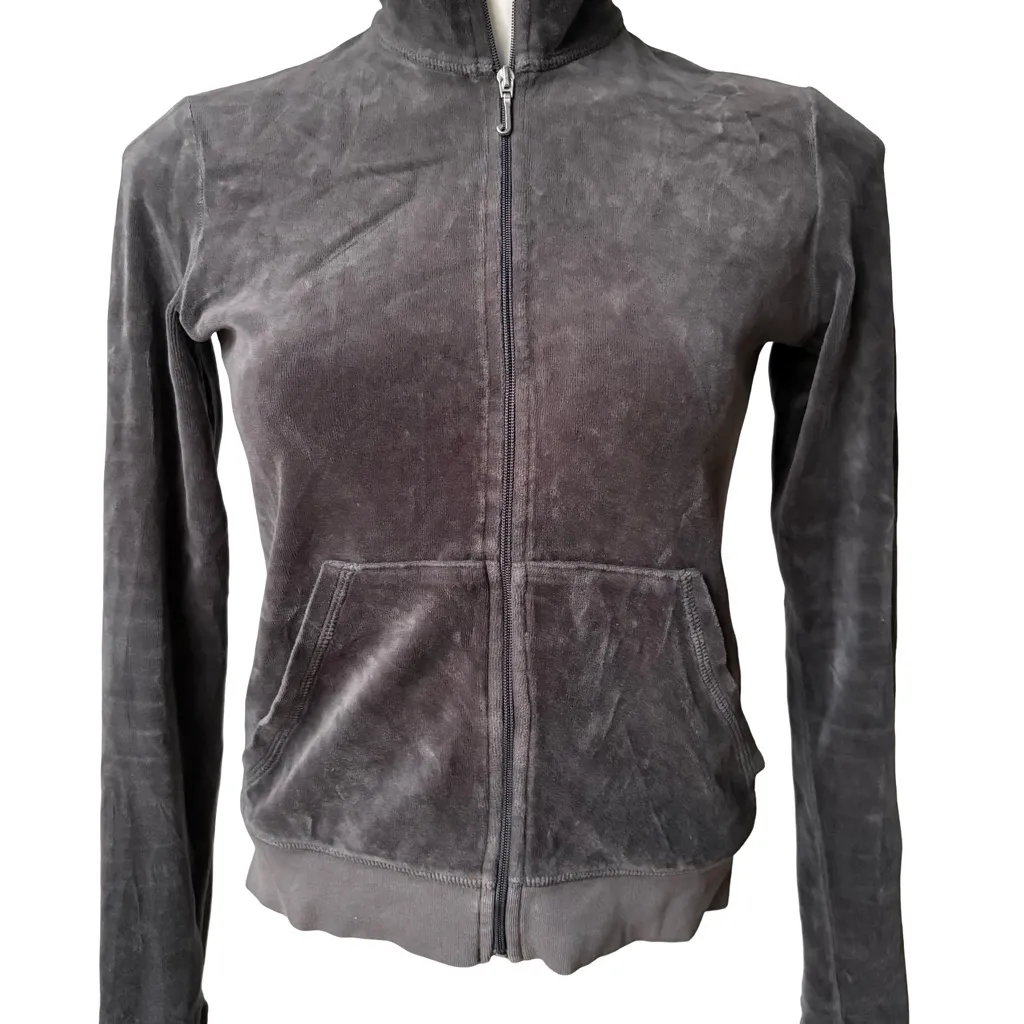 Juicy Couture J2K Gray Velour Track Jacket, Sz M - Image 3