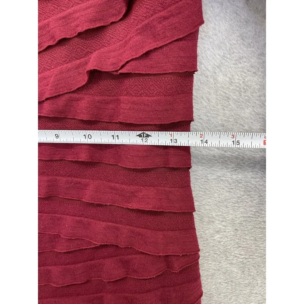 Max Studio Women's Dress Solid Brick Red Size Small 3/4 Sleeve Ruffled Scoop Nec - Image 5