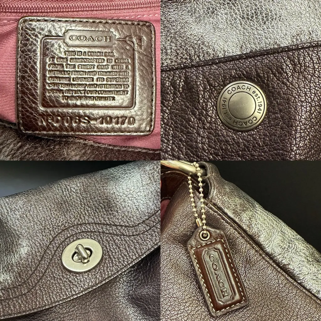 Vintage Y2K COACH 10170 Chelsea Metallic Distressed Pebbled Leather Hobo Bag - Image 12