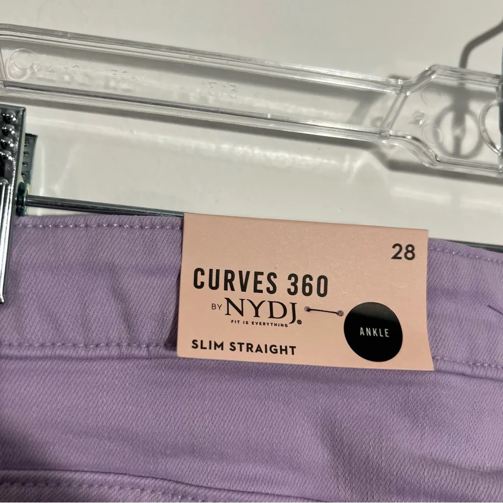 NYDJ Curves 360 Slim Straight Ankle‎ Side Slits In Lilac Petal Size 28 - Image 6