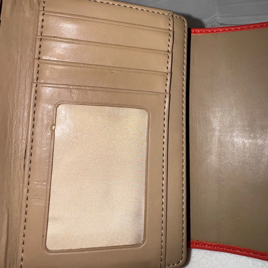 Vintage Y2K Coach Ashley Red Orange Leather Compact Clutch Trifold Womens Wallet - Image 12