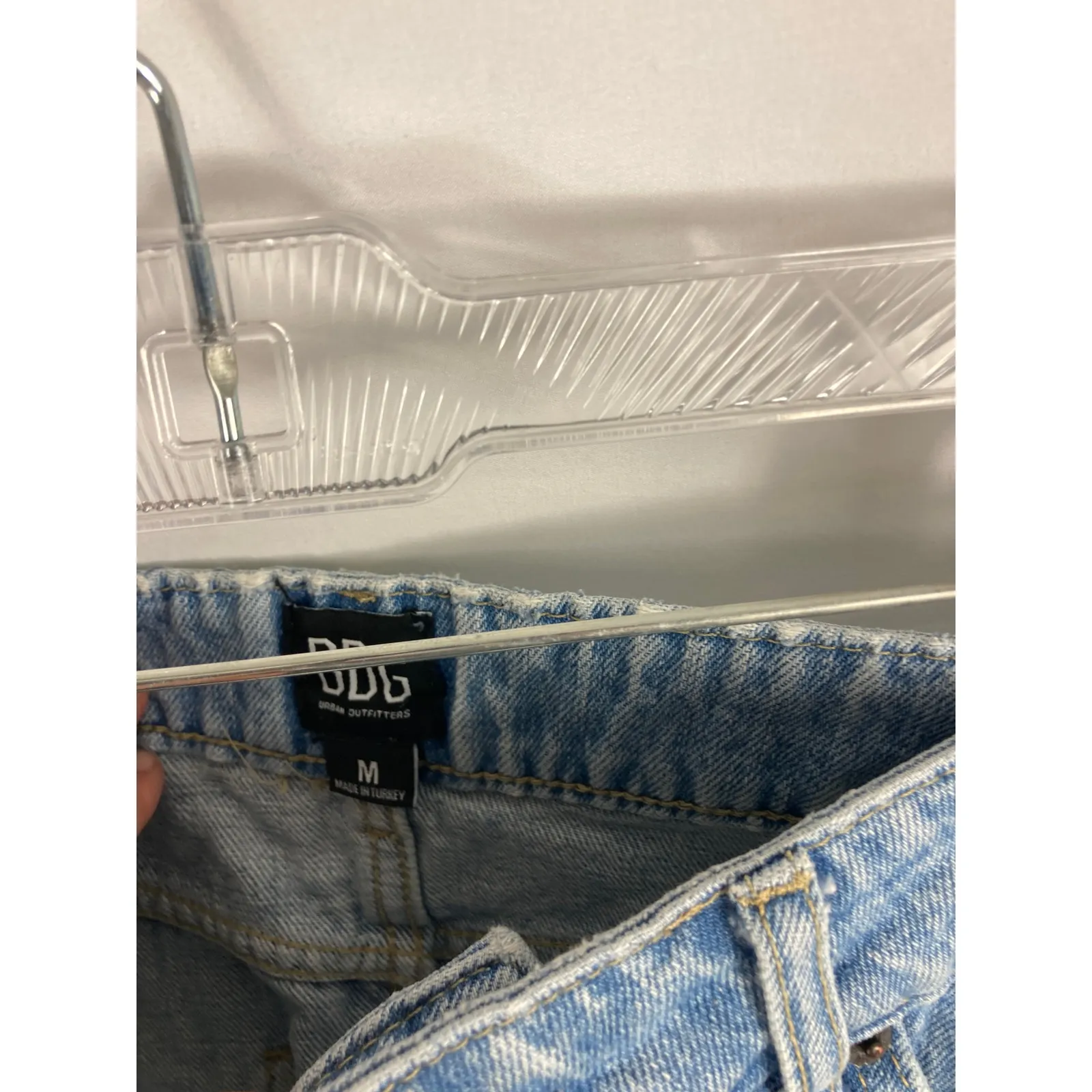 BDG Blue Speckled Raw Hem Denim Mini Skirt Size Medium - Image 3