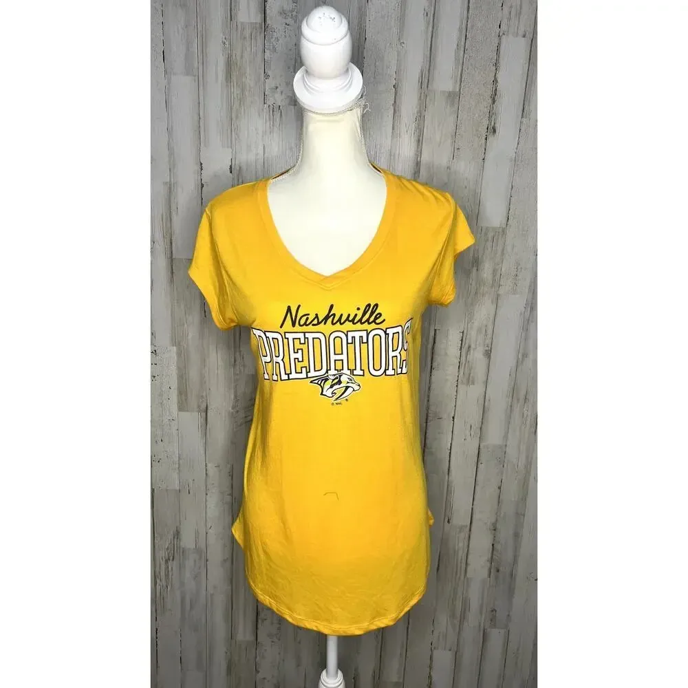 NWT NHL Nashville Predators Women's Medium Yellow‎ V - Image 2