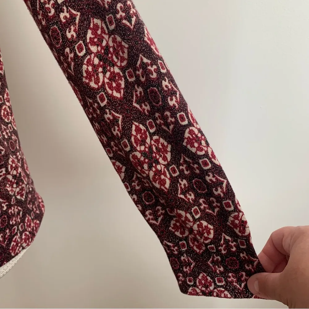 EUC Talbots Burgundy Black Metallic Shimmer Button Cardigan Size L - Image 6