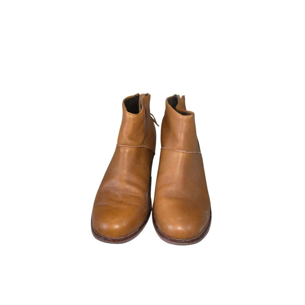 Toms Light Brown Leather Ankle Boots With Back Zipper Women’s Size 7 - Image 2