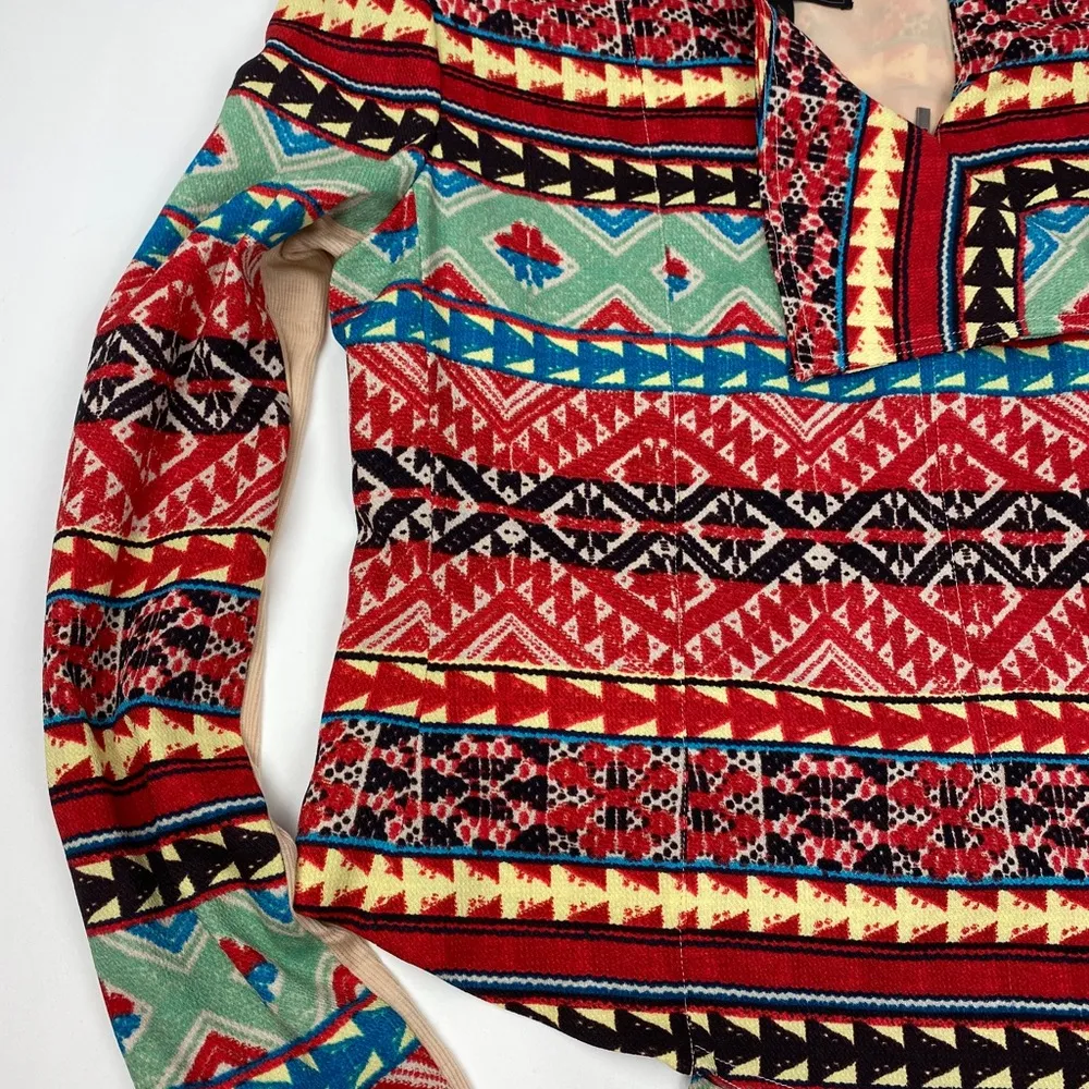 BCBGMAXAZARIA Colorful Ash Moto Zip Tribal Jacket  Women’s Size S - Image 5