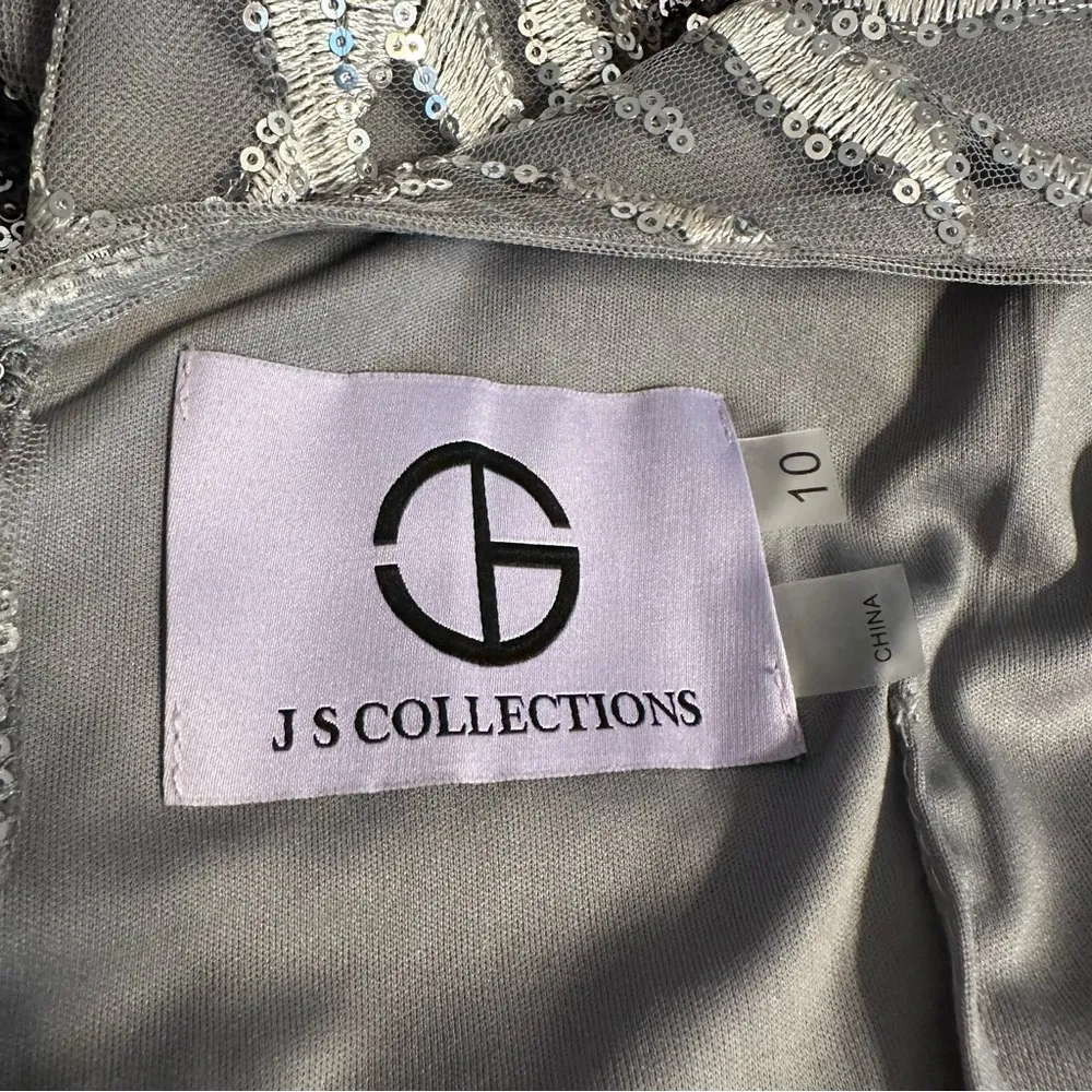 JS Collections Lyra Flutter Cocktail Dress size 10 Silver Grey Sequins Evening - Image 12