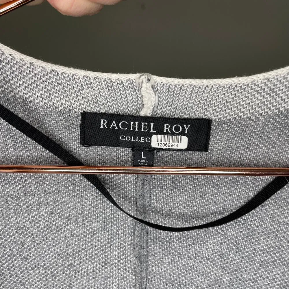 Rachel Roy Collection Gray Combo Colorblock Open Short Sleeve Shawl Size Large - Image 9